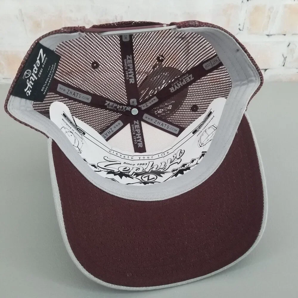 NWT Zephyr Mississipi State Bulldogs Beige/Red Snapback Hat/Cap Mesh